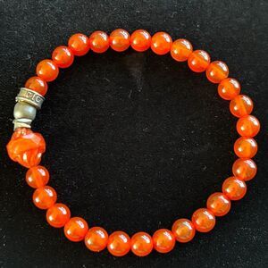 Chavez for Charity CFC Orange Bead Stretch Bracelet Carved Boho Stack Bracelet